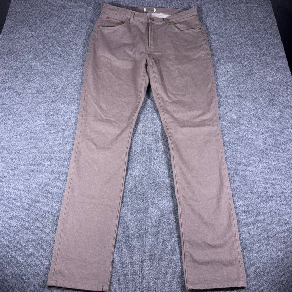 Taylor Stitch Democratic Chino Pants Mushroom Brown 35 x 32.5 Cotton Twill